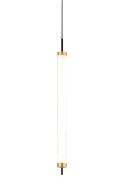 Longue suspension tube blanc et or. Baulmann Leuchten. 