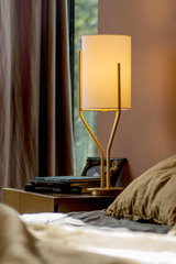 Table Lamp, Satin Brass and Drop Paper Arborescence