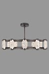 Grande suspension en bronze patiné anneau et douze cristaux. Fine Art Lamps. Grande suspension en bronze patiné anneau et douze cristaux. Fine Art Lamps.