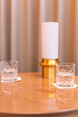 Contemporary glass cylinder table lamp Novikov. Gau Lighting. 