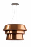 Suspension <br/>3 abat-jour en tissu lamé cuivré. Hind Rabii. Suspension <br/>3 abat-jour en tissu lamé cuivré. Hind Rabii.