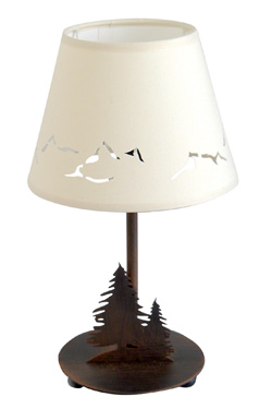 Lampe de table ou de chevet sapins et cîmes style Montagne. JP Ryckaert. 