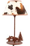 Peau de vache Lampe motif chalet. JP Ryckaert. Peau de vache Lampe motif chalet. JP Ryckaert.