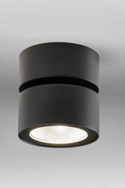Small black spotlight with integrated LED light Block M. Lupia Licht. 