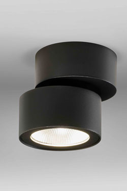 Small black spotlight with integrated LED light Block M. Lupia Licht. 