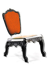 Chaise Baroque design plexiglas forme relax motif orange. Acrila. 