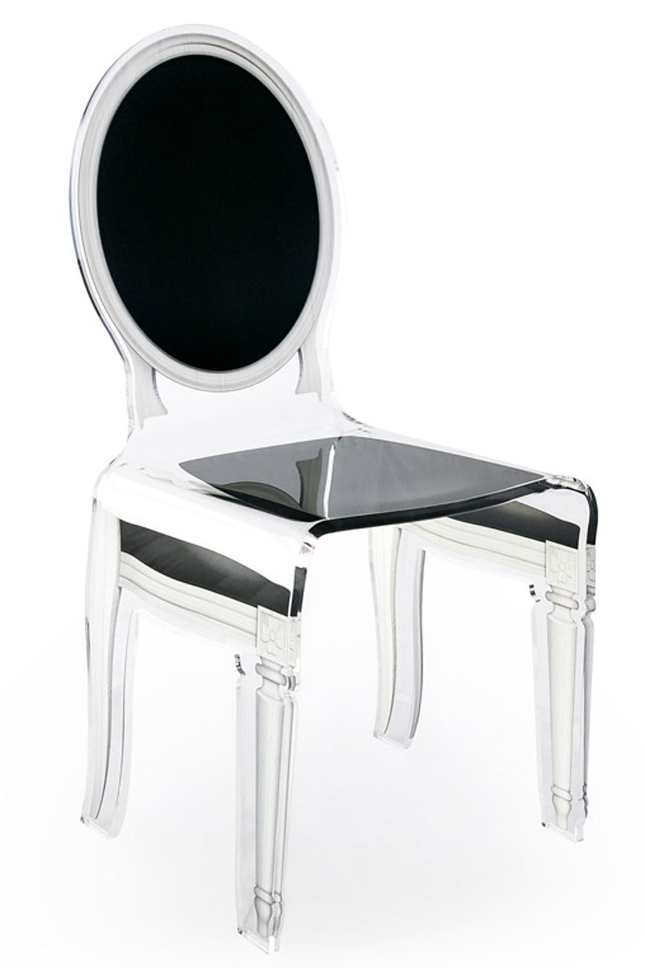 Chaise en plexiglas design baroque Sixteen motif noir  Acrila spécialiste  du plexiglas - Réf. 11030390 - mobile