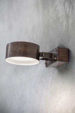 Acelum exterior wall light in aged brass. Aldo Bernardi. 