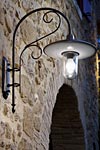 Large outdoor wall lamp with curved porcelain and patinated brass. Aldo Bernardi. 