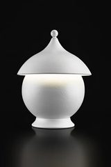 Lampe de table en céramique et sphère blanc mat. Aldo Bernardi. 