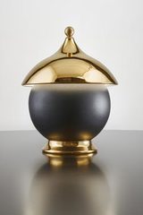 Lampe de table en céramique or et sphère noir mat. Aldo Bernardi. 