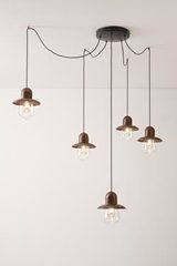 Antique brass Guinguette 5-light pendant light. Aldo Bernardi. 