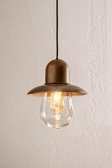 Antique brass Guinguette pendant light with collar. Aldo Bernardi. 