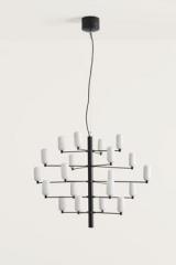 Large chandelier 20 lights matte black finish Gand. Aromas. 