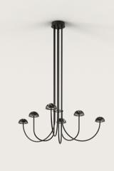 6-light chandelier in black marble and black metal. Aromas. 