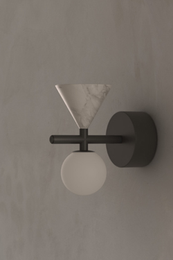 Oneta wall light in gilded metal and black marble. Aromas. 