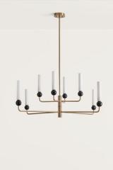 Lustre design chandelier or vieilli 8 lumières Delie. Aromas. 