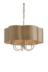 Suspension en argent antique et large abat-jour beige Rittenhouse. Arteriors. Suspension en argent antique et large abat-jour beige Rittenhouse. Arteriors.