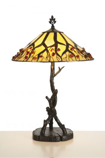 Lampe de table avec motifs de branches et tronc d