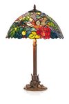 Lampe de table Tiffany mosaïque d'oiseaux multicolores. Artistar. 