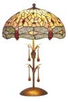 Libellule lampe moyen modèle style Tiffany à cabochons multicolores. Artistar. 