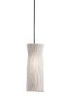 Small white pleated outdoor pendant lamp Gea. Arturo Alvarez. 