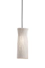 Small white pleated outdoor pendant lamp Gea. Arturo Alvarez. 