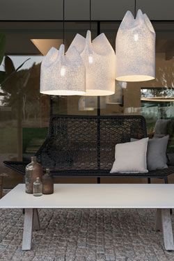 Agasallo large white outdoor hanging lamp. Arturo Alvarez. 