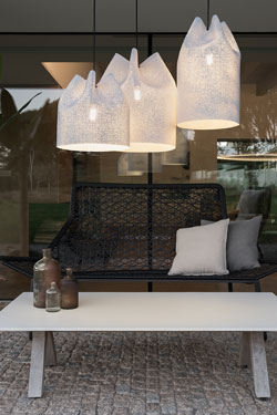 Large, wide white outdoor pendant lamp  Agasallo. Arturo Alvarez. 