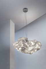 Very large white flower pendant in white Nevo Simetech fabric. Arturo Alvarez. 