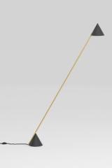 Hat light symmetrical floor lamp in black and gold. Atelier Areti. 