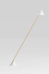 Hat light white and gold geometric floor lamp. Atelier Areti. 