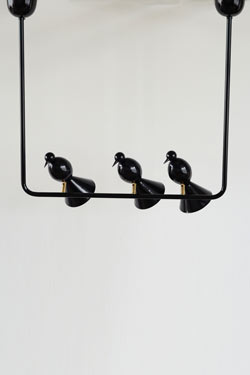 Suspension Alouette design noire 3 oiseaux. Atelier Areti. 