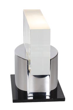 Filao lampe de table en aluminium massif et cristal. Ateliers&Torsades. 
