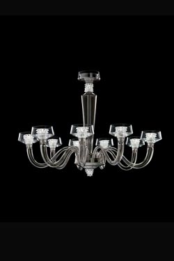 Rosati contemporary pearl grey venetian crystal chandelier and rostrato 9 lights. Barovier&Toso. 