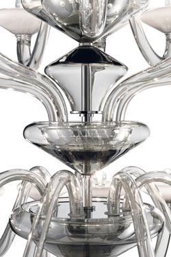 Windsor lustre contemporain en cristal gris argent 24 lumières. Barovier&Toso. 