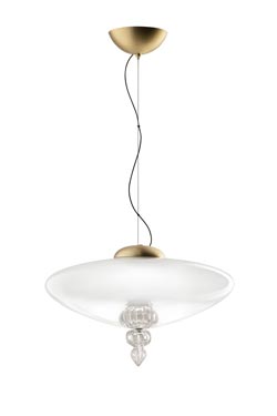 Padma contemporary pendant lamp in white Venetian crystal. Barovier&Toso. 