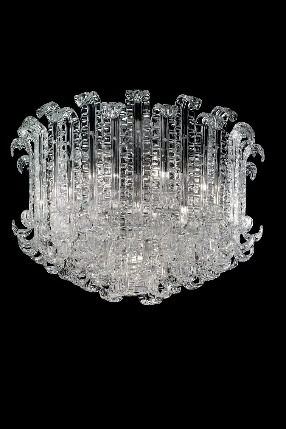 New Felci large Art Deco ceiling lamp in Murano crystal. Barovier&Toso. 