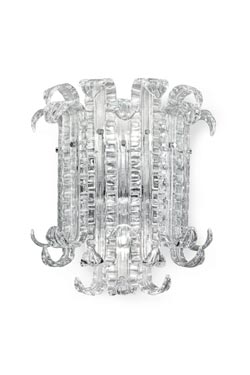 New Felci Art Deco wall lamp in Venetian crystal and silver metal. Barovier&Toso. 