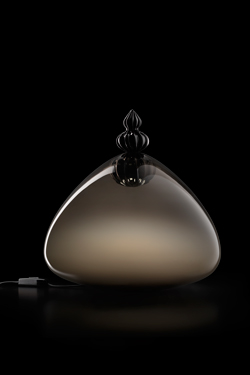 Padma lampe de table contemporaine en cristal de Murano gris et noir. Barovier&Toso. 