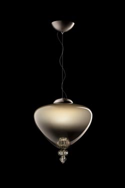 Padma suspension contemporaine en cristal vénitien gris et noir. Barovier&Toso. 