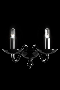 Palladiano applique noire en cristal de Venise 2 lumières. Barovier&Toso. 
