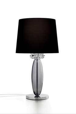 Rotterdam lampe de table en cristal de Murano gris et chrome. Barovier&Toso. 