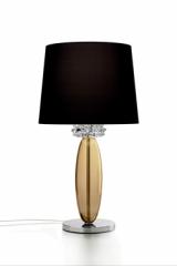 Rotterdam table lamp in polished chrome and caramel Morano crystal. Barovier&Toso. 