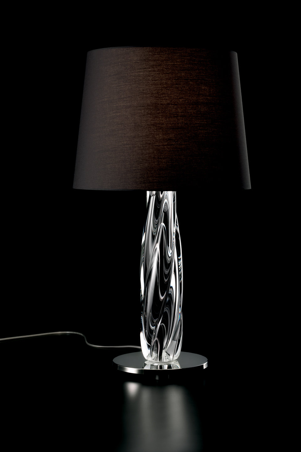 Twins lampe de table en cristal de Murano et abat-jour noir. Barovier&Toso. 