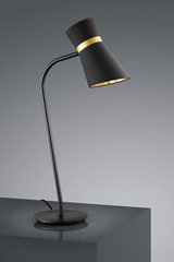 Lampe de table avec abat-jour de chintz noir intérieur doré . Baulmann Leuchten. 