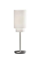 Lampe de table blanche double abat-jour en lin. Baulmann Leuchten. 