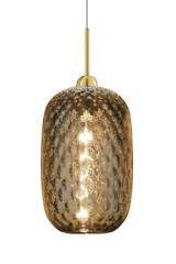 Amber glass and gold metal pendant light. Baulmann Leuchten. 