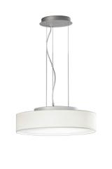 Round white pendant lamp with LED lighting. Baulmann Leuchten. 