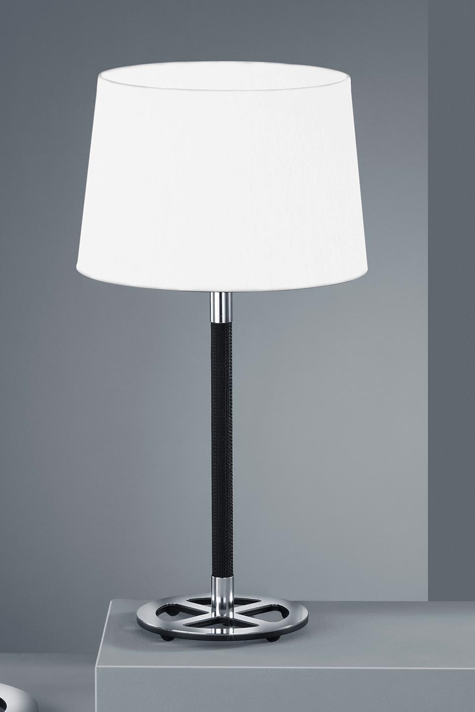 Black and white bedside lamp, chromed 